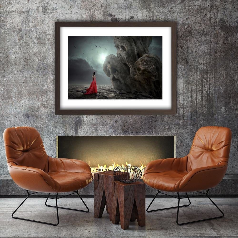 Glezna brūnā rāmī - A Woman In A Red Dress Fantasy Home Trends DECO