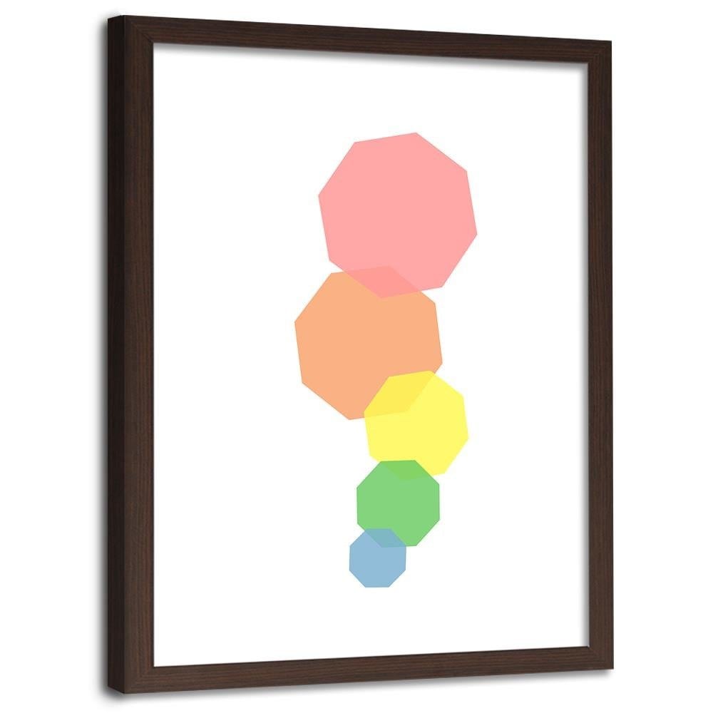 Glezna brūnā rāmī - Abstract Colorful Octagons Home Trends DECO