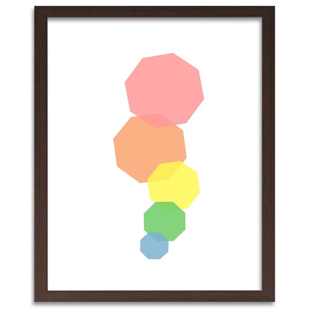 Glezna brūnā rāmī - Abstract Colorful Octagons Home Trends DECO