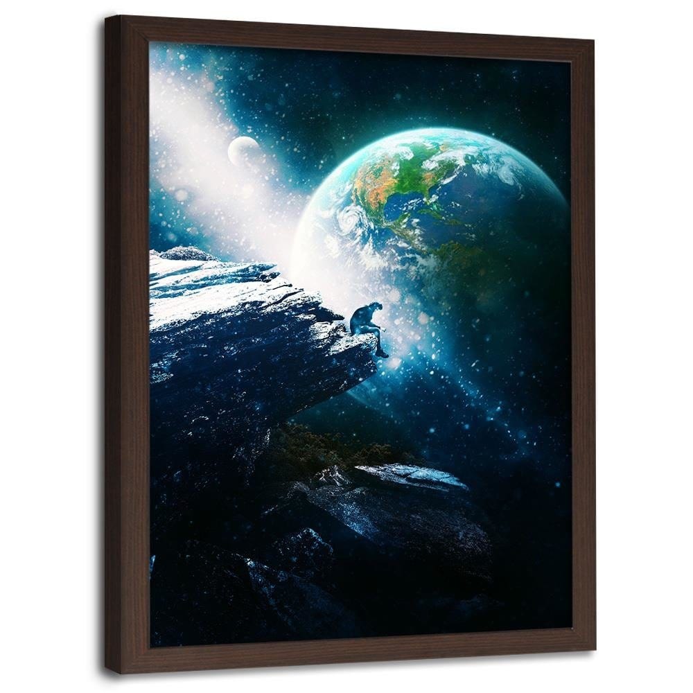 Glezna brūnā rāmī - Abstract Cosmos Blue Home Trends DECO