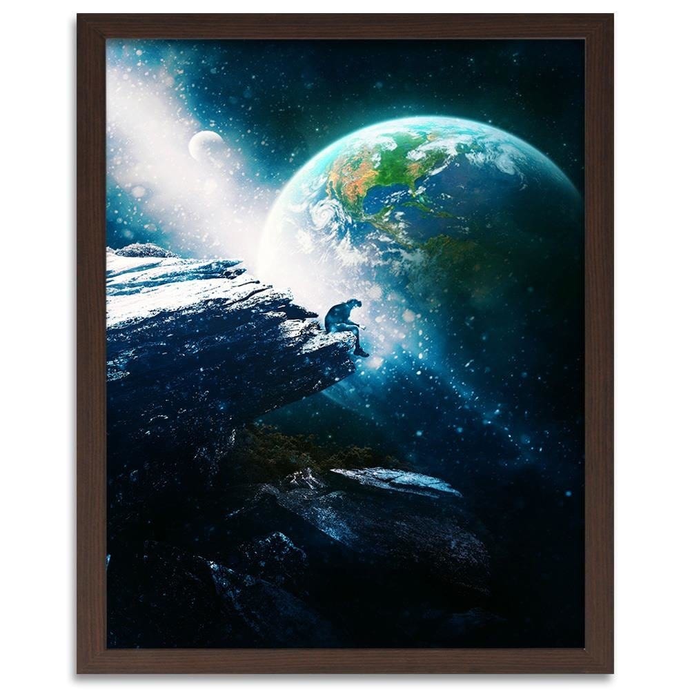 Glezna brūnā rāmī - Abstract Cosmos Blue Home Trends DECO