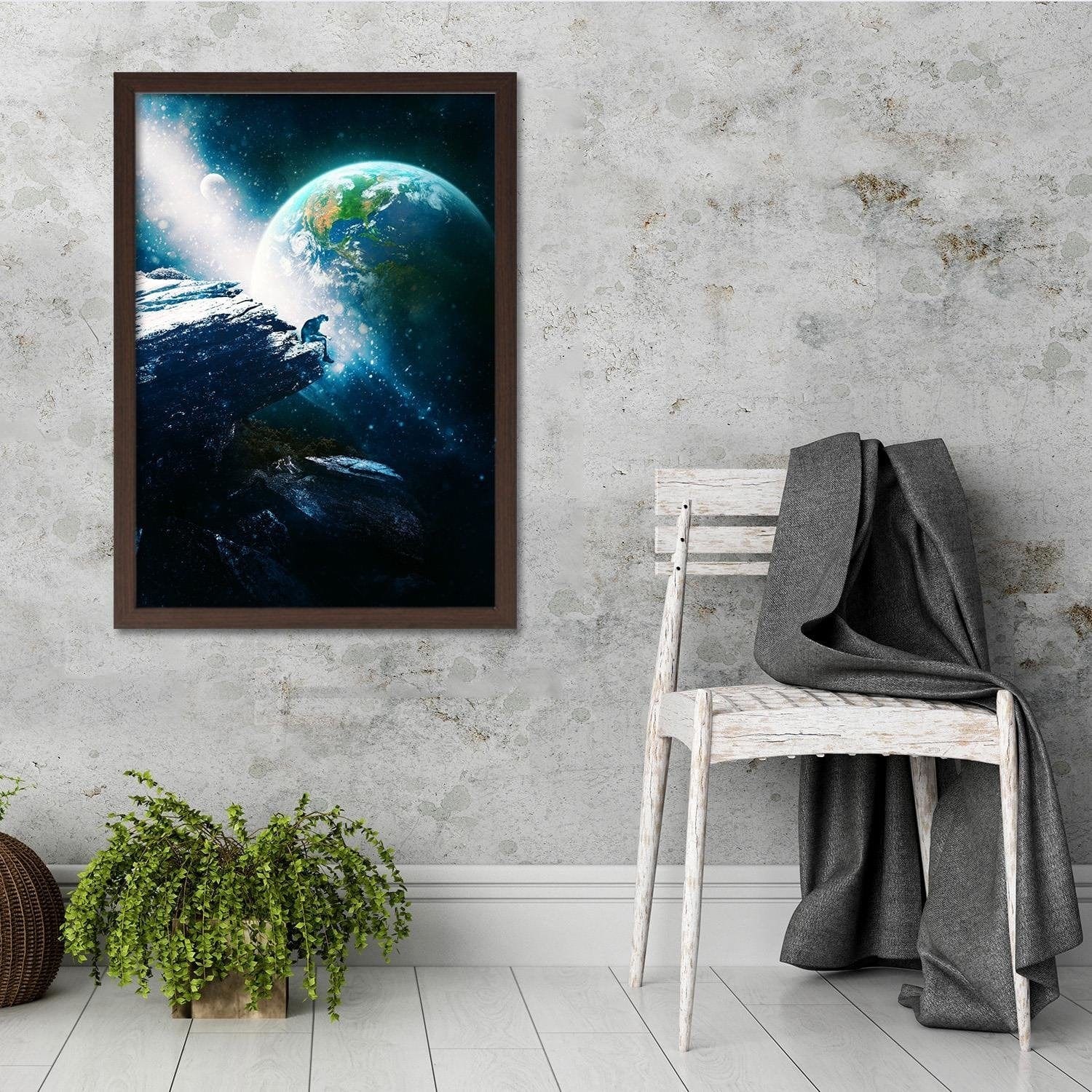 Glezna brūnā rāmī - Abstract Cosmos Blue Home Trends DECO