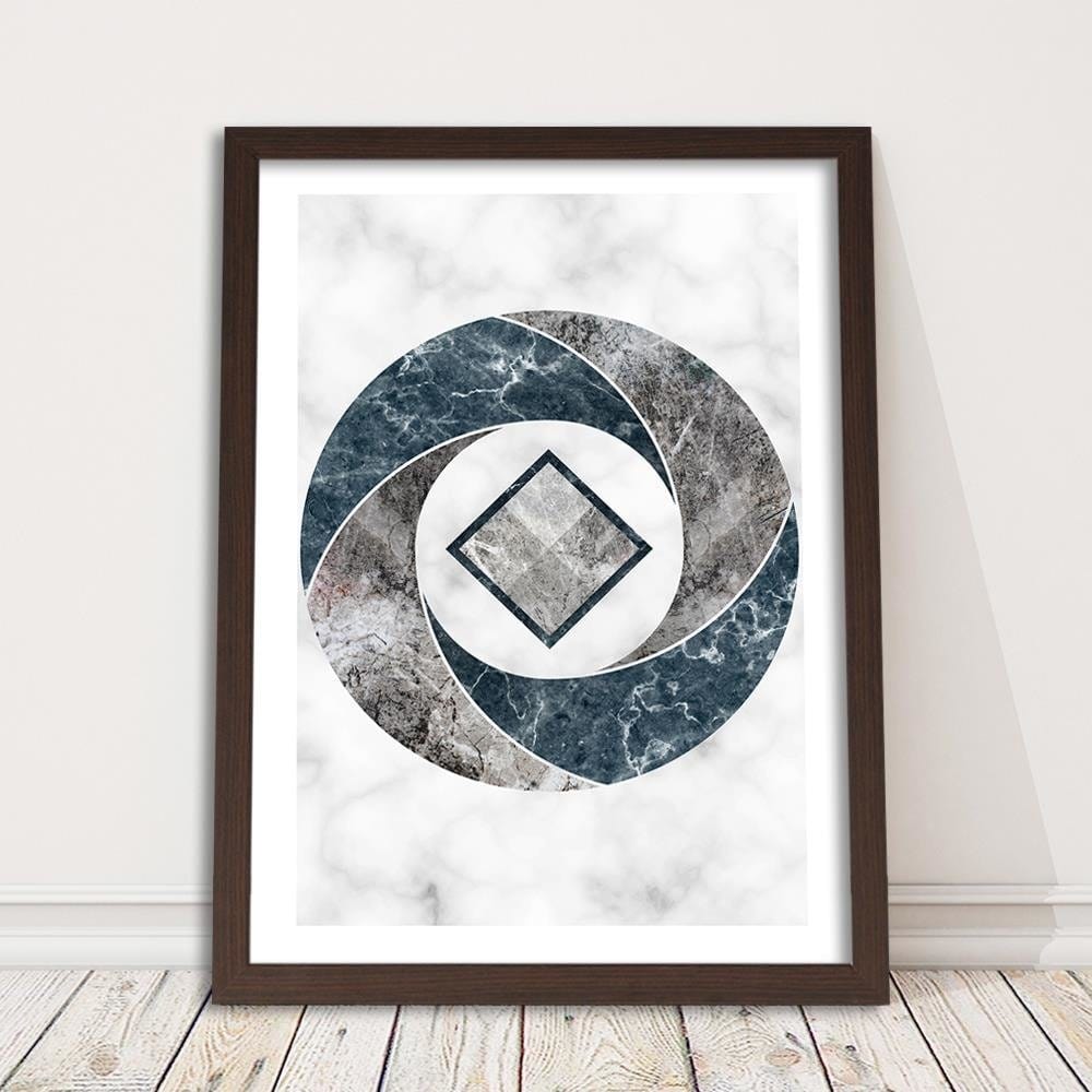 Glezna brūnā rāmī - Abstract Geometry - Marble Home Trends DECO