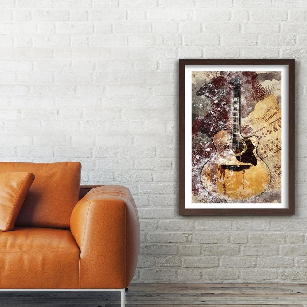 Glezna brūnā rāmī - Abstract Guitar Home Trends DECO