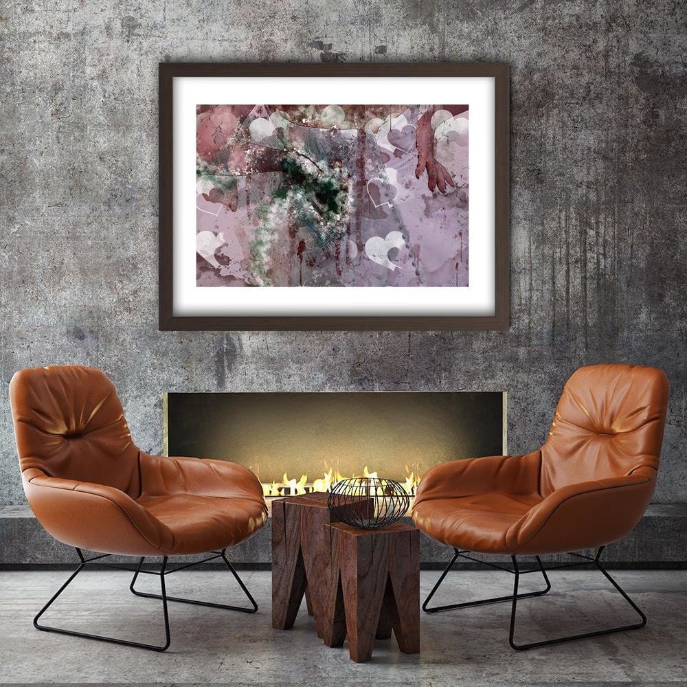 Glezna brūnā rāmī - Abstract Heart Home Trends DECO