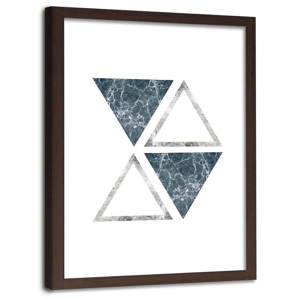 Glezna brūnā rāmī - Abstract Marble Triangles Home Trends DECO