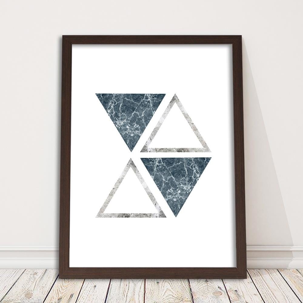 Glezna brūnā rāmī - Abstract Marble Triangles Home Trends DECO