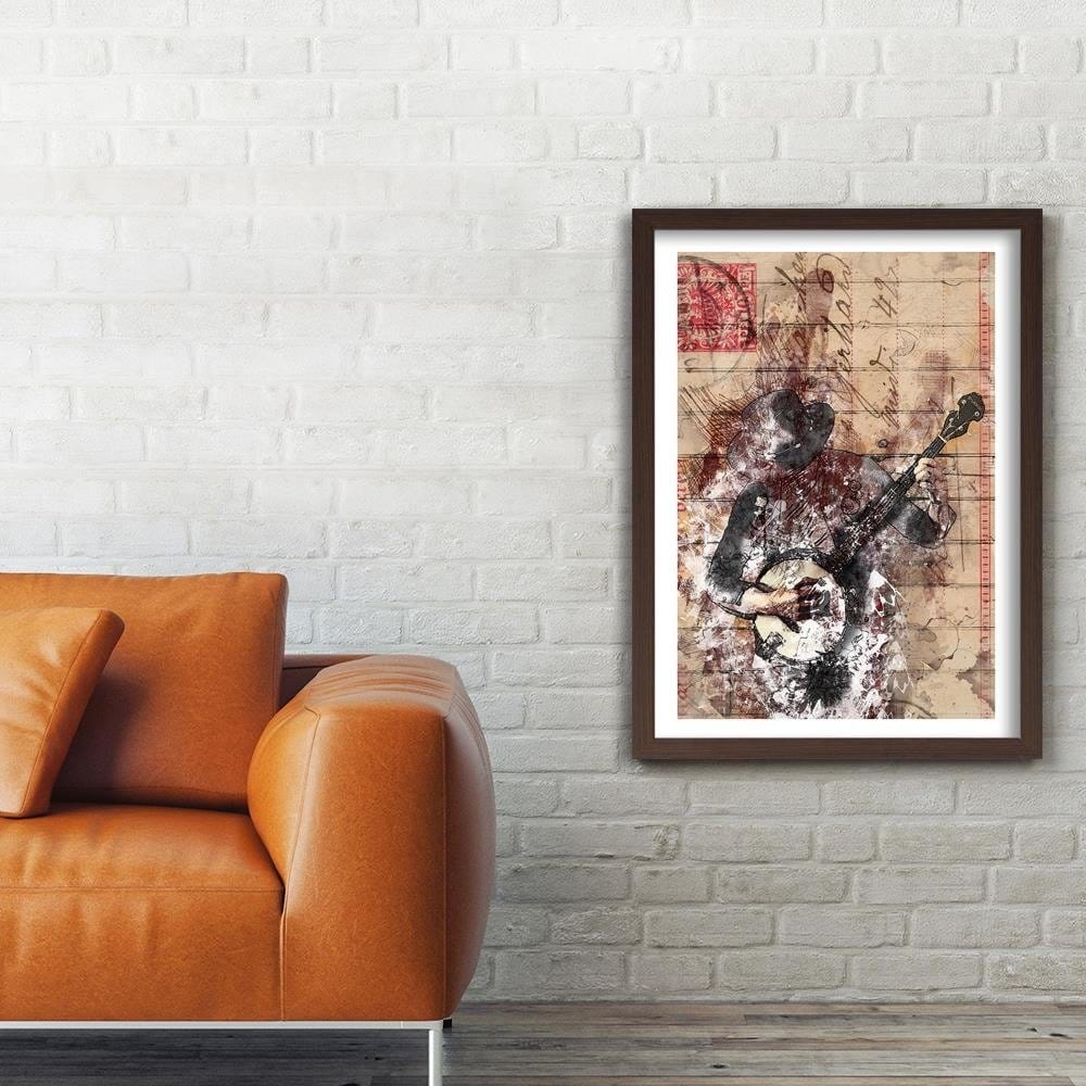 Glezna brūnā rāmī - Abstract Musician Home Trends DECO