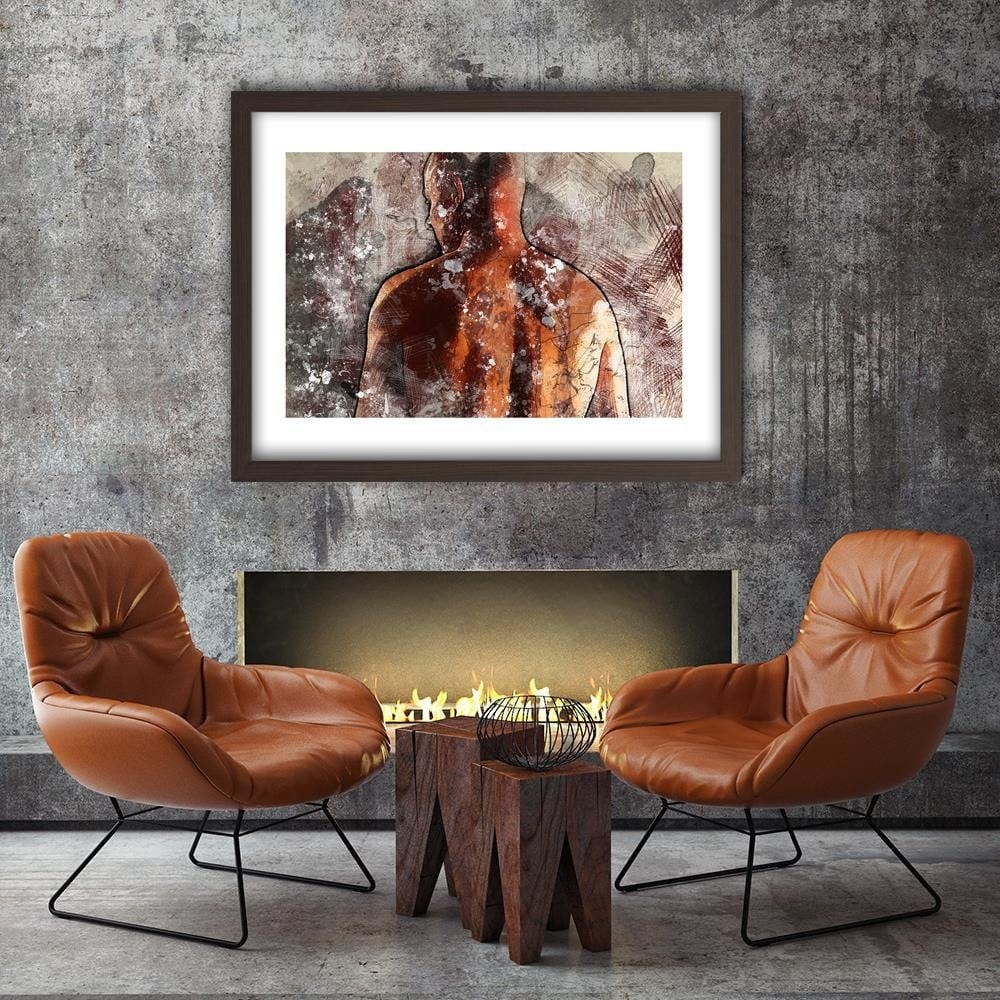 Glezna brūnā rāmī - Abstract Silhouette Of A Man Home Trends DECO