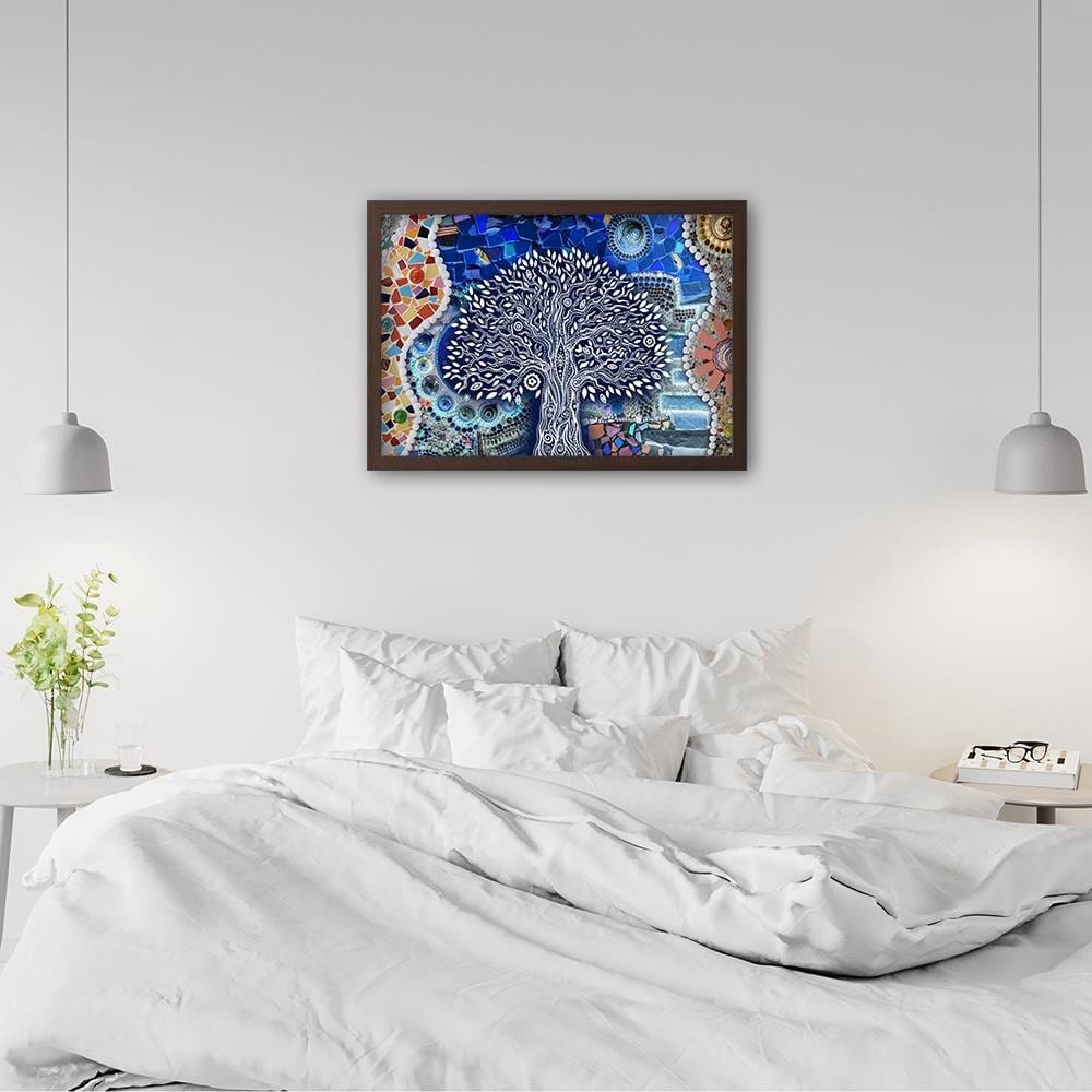 Glezna brūnā rāmī - Abstract Tree Home Trends DECO