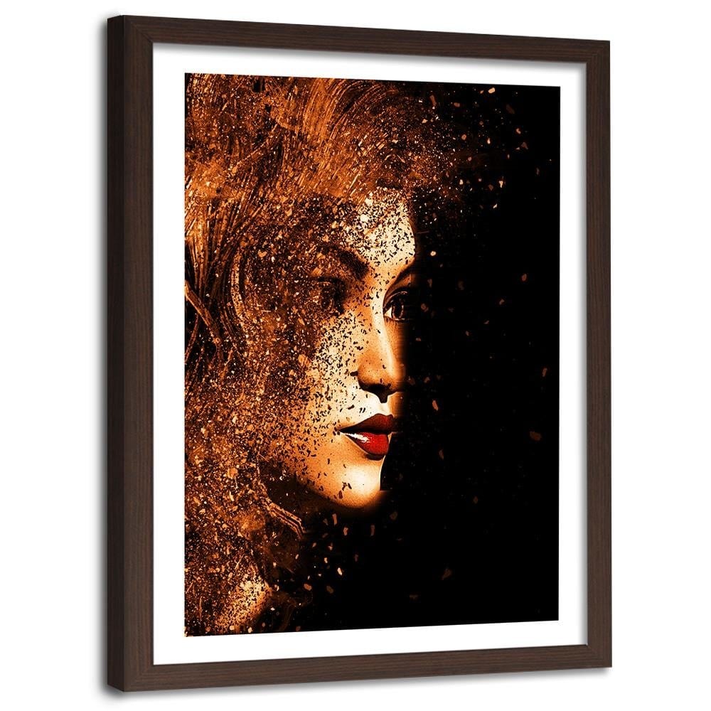 Glezna brūnā rāmī - Abstract Woman's Face Home Trends DECO