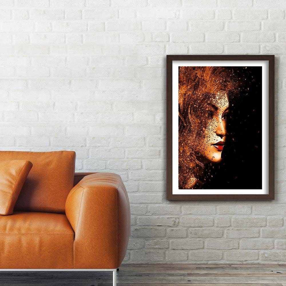 Glezna brūnā rāmī - Abstract Woman's Face Home Trends DECO