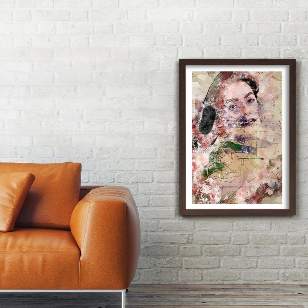 Glezna brūnā rāmī - Abstract Woman's Face Home Trends DECO