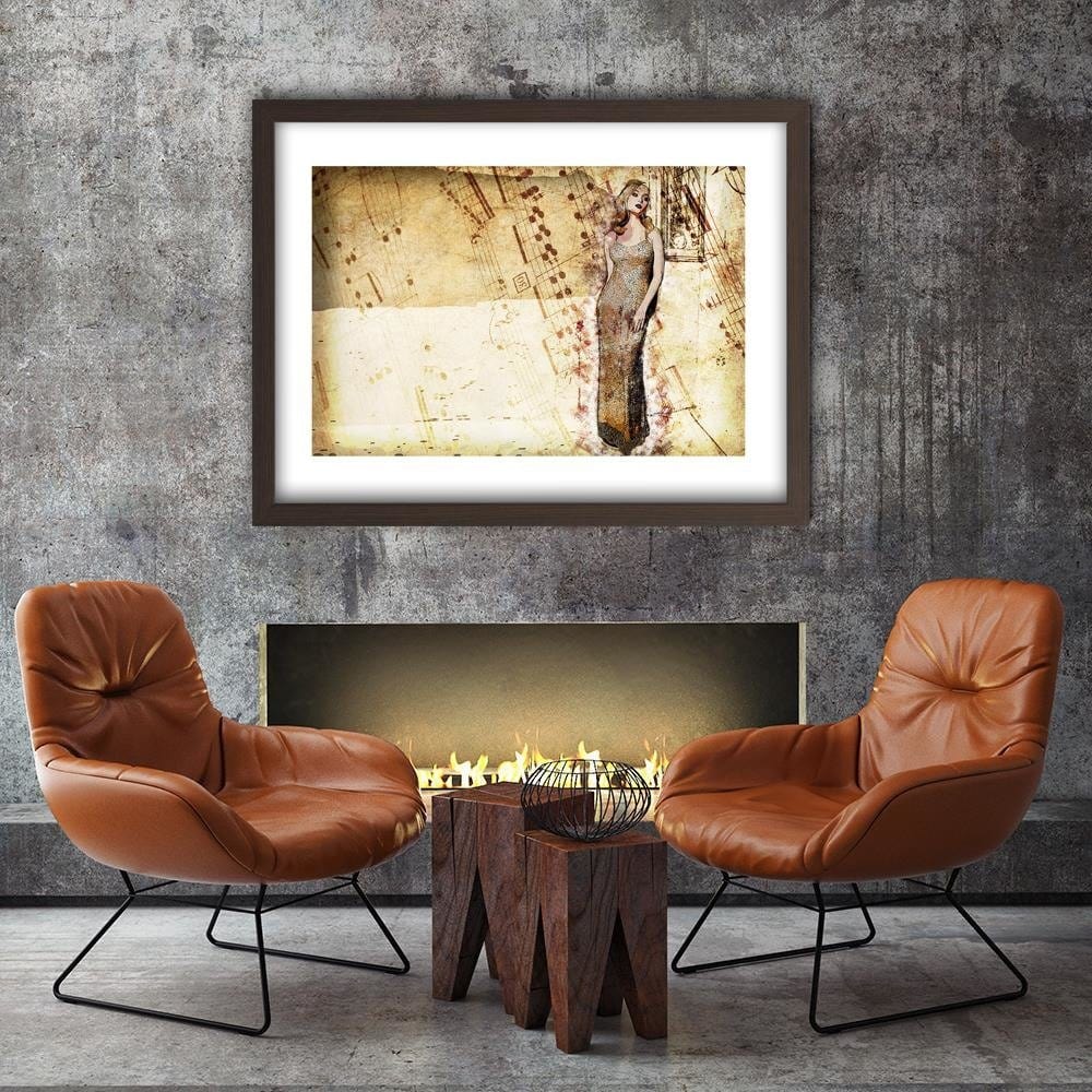 Glezna brūnā rāmī - Abstraction Model Home Trends DECO