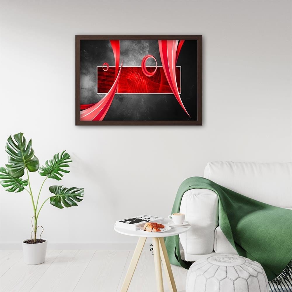 Glezna brūnā rāmī - Abstraction Shapes Home Trends DECO