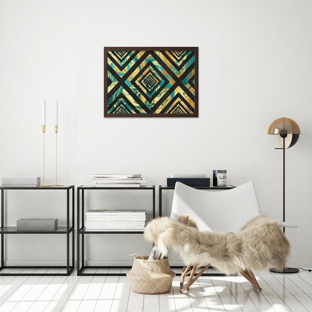 Glezna brūnā rāmī - Abstraction With A Black Pattern Home Trends DECO