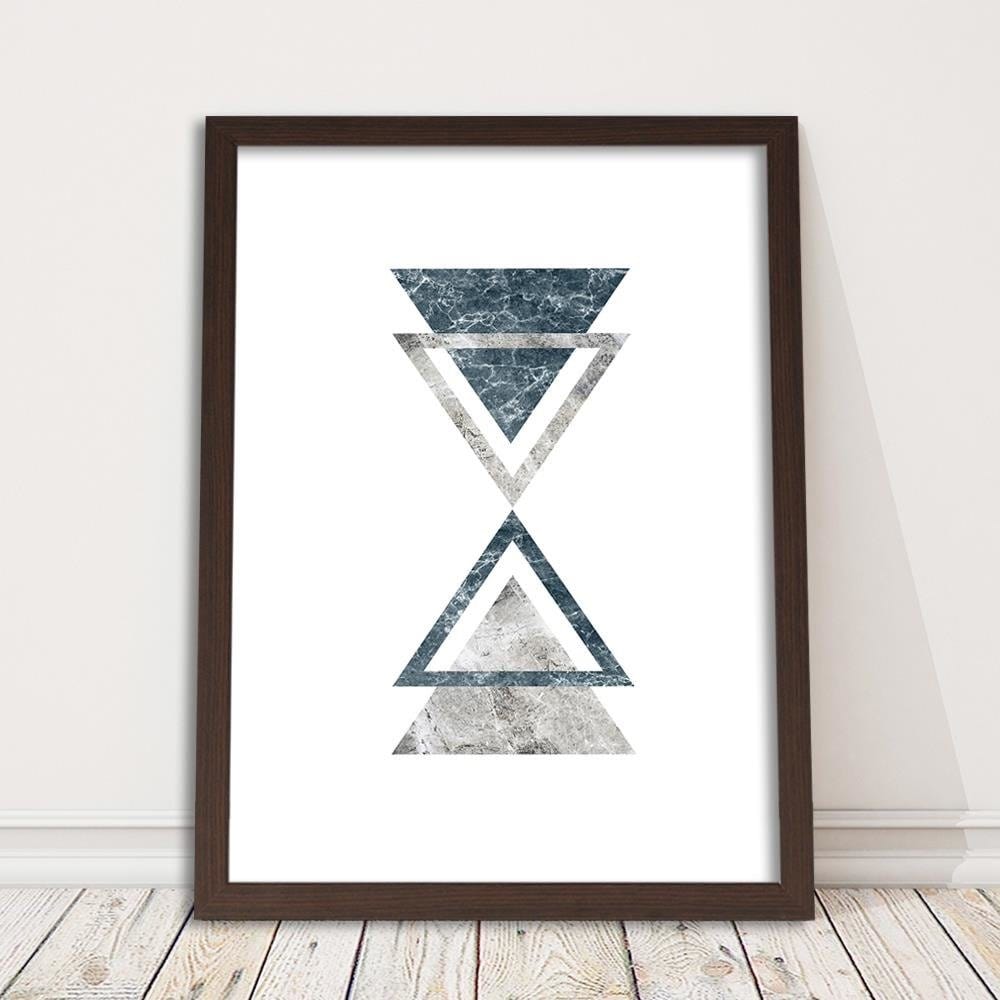 Glezna brūnā rāmī - Abstraction With Marble Triangles Home Trends DECO