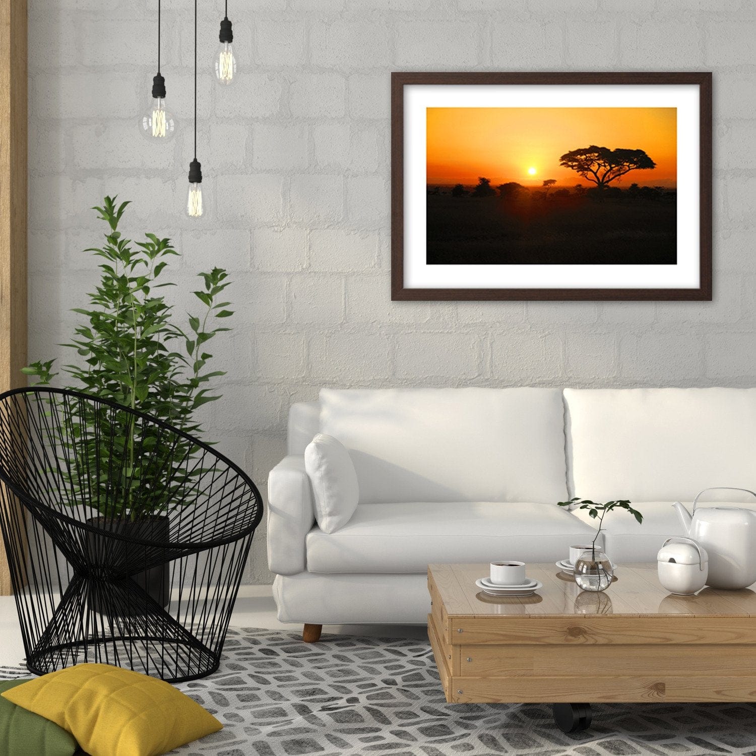 Glezna brūnā rāmī - African Sunset Home Trends DECO