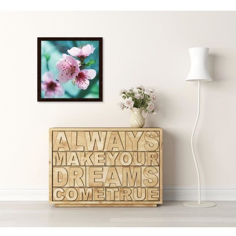 Glezna brūnā rāmī - Almond pink flowers Home Trends DECO