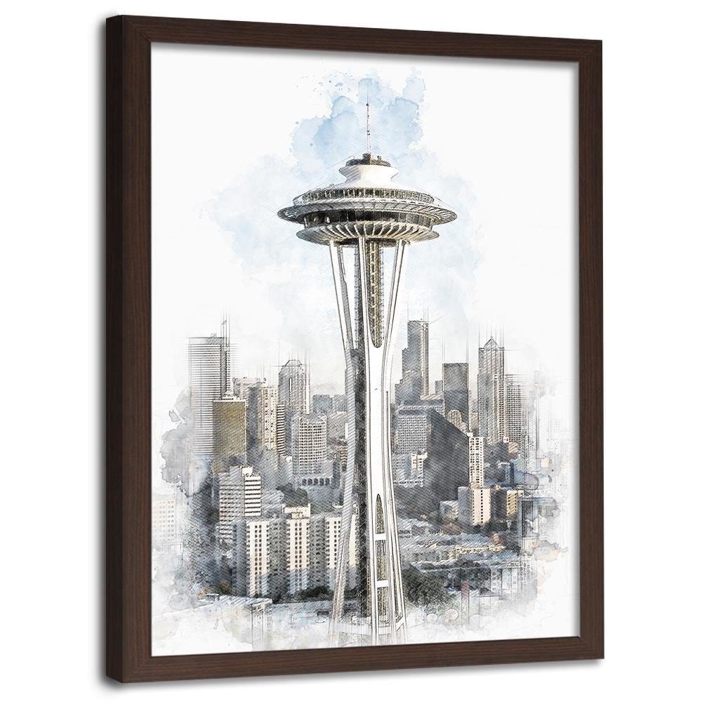Glezna brūnā rāmī - Architecture Grey Home Trends DECO