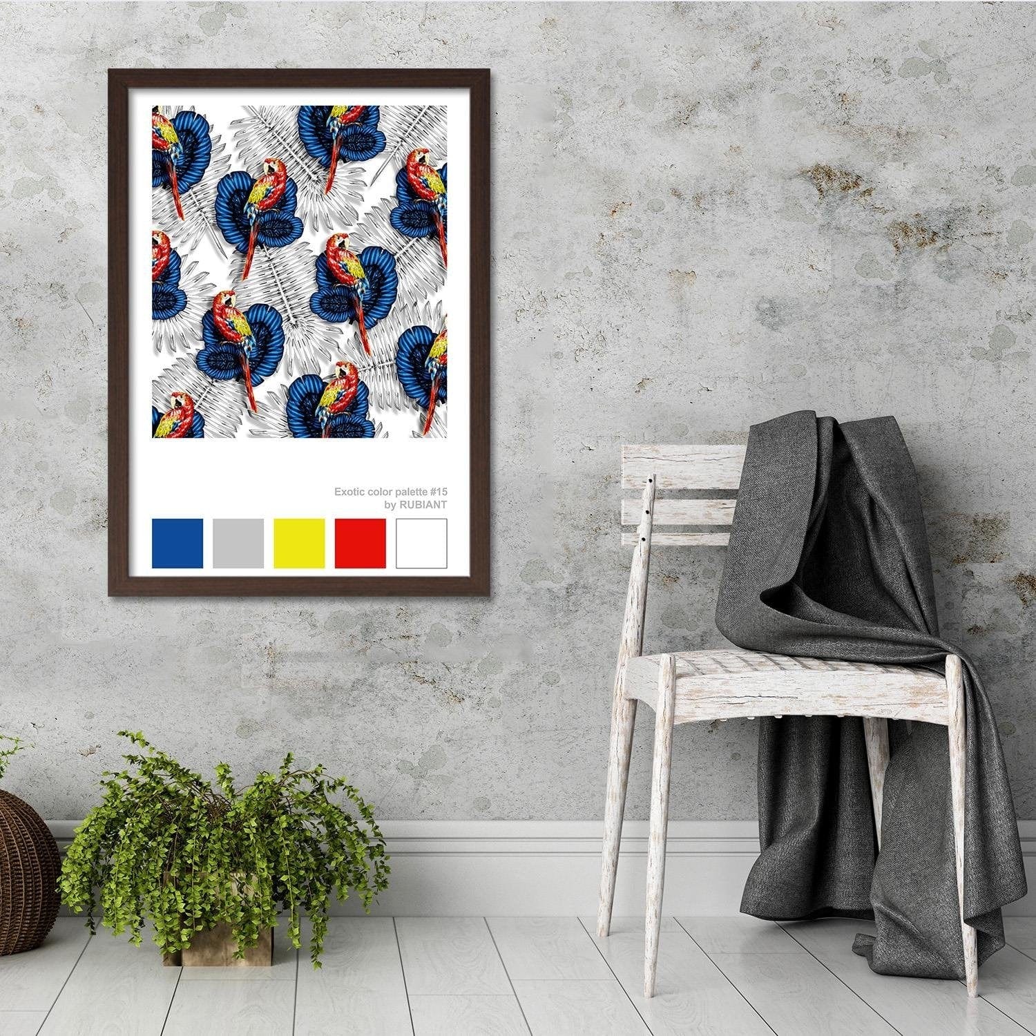 Glezna brūnā rāmī - Art Print Exotic Blue Home Trends DECO