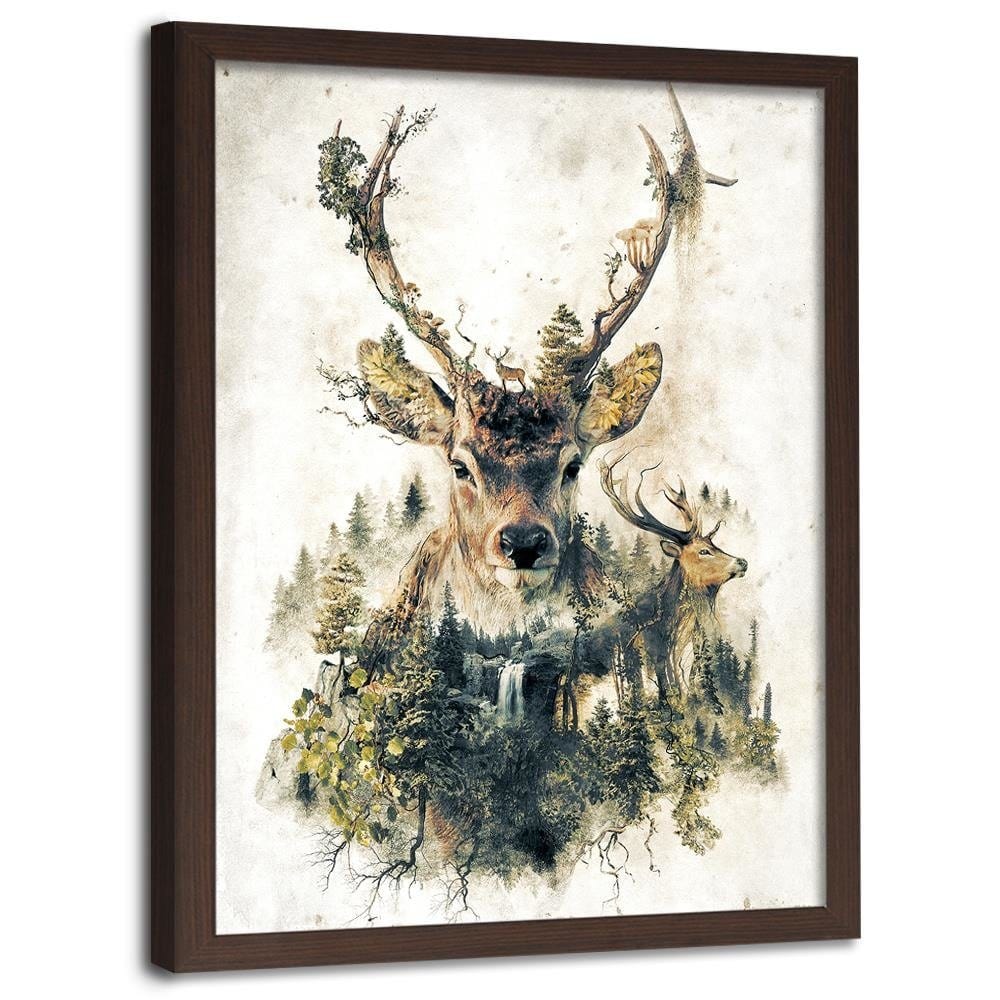 Glezna brūnā rāmī - Artistic Deer Home Trends DECO