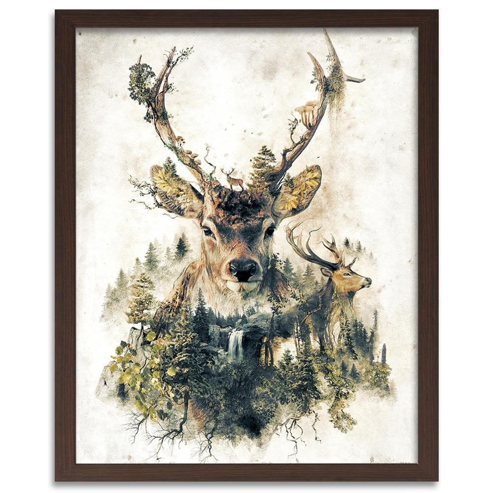 Glezna brūnā rāmī - Artistic Deer Home Trends DECO