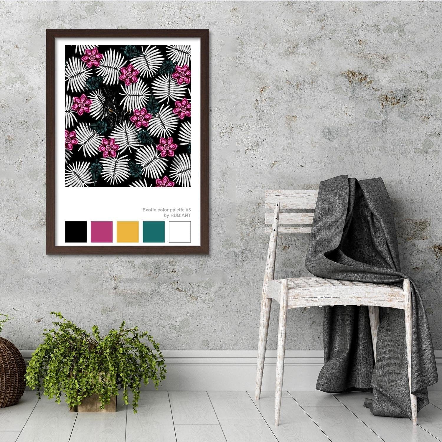 Glezna brūnā rāmī - Artwork Tropical Pink Home Trends DECO