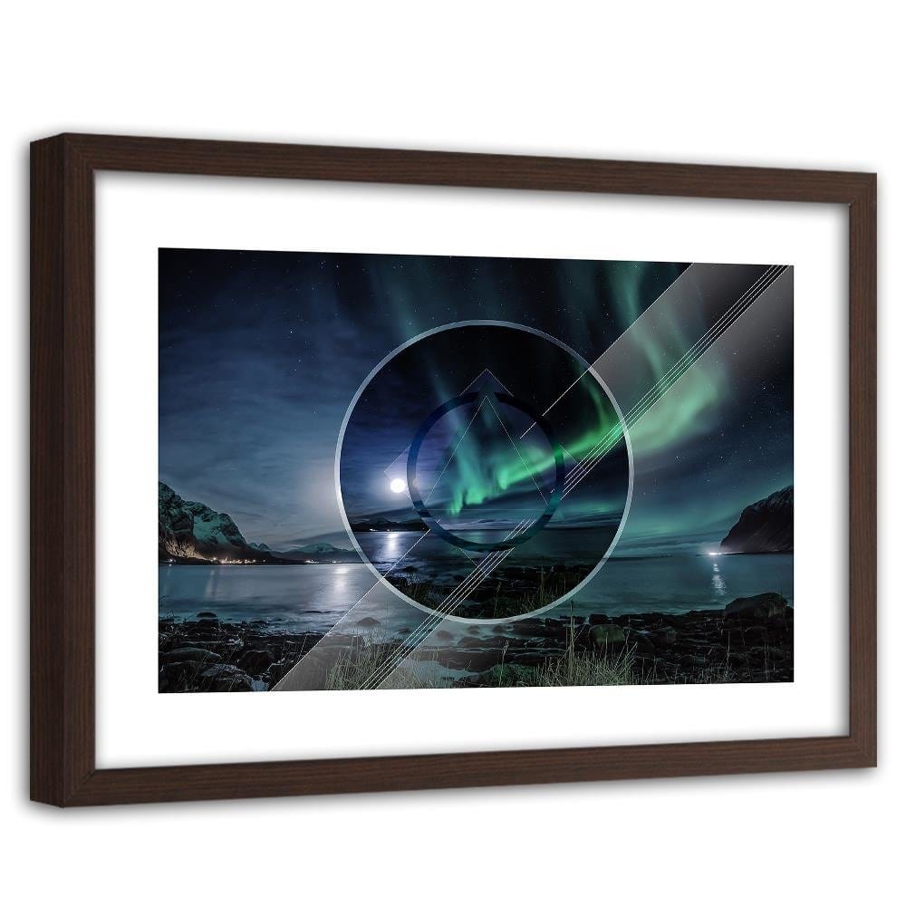 Glezna brūnā rāmī - Aurora With Geometric Figures 1 Home Trends DECO