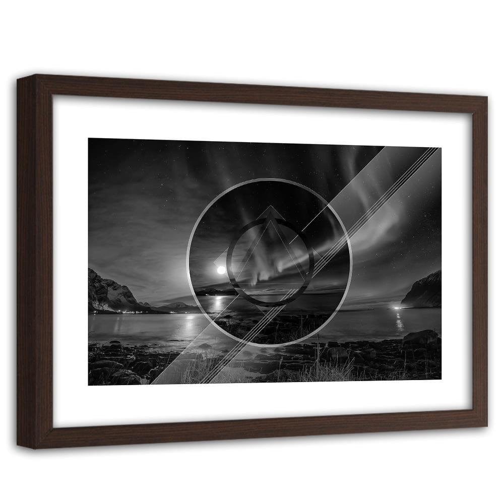 Glezna brūnā rāmī - Aurora With Geometric Shapes 3 Home Trends DECO
