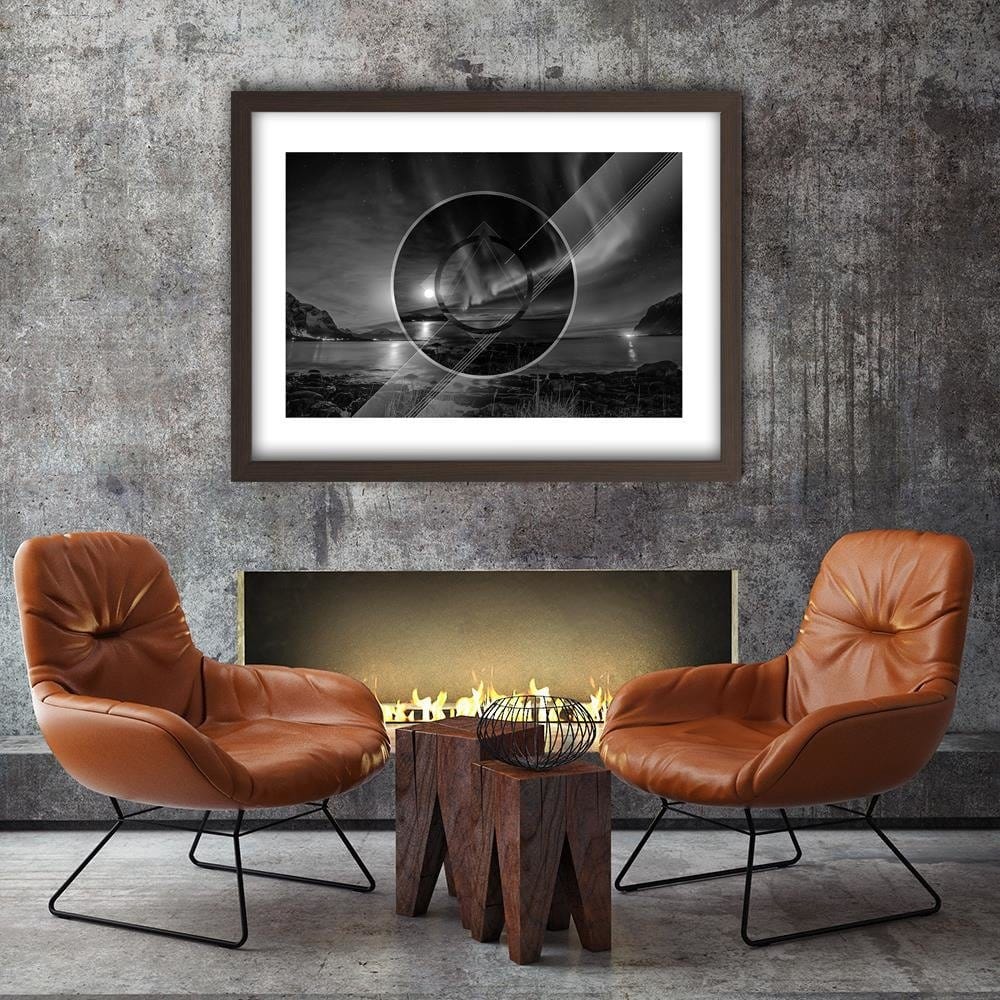 Glezna brūnā rāmī - Aurora With Geometric Shapes 3 Home Trends DECO