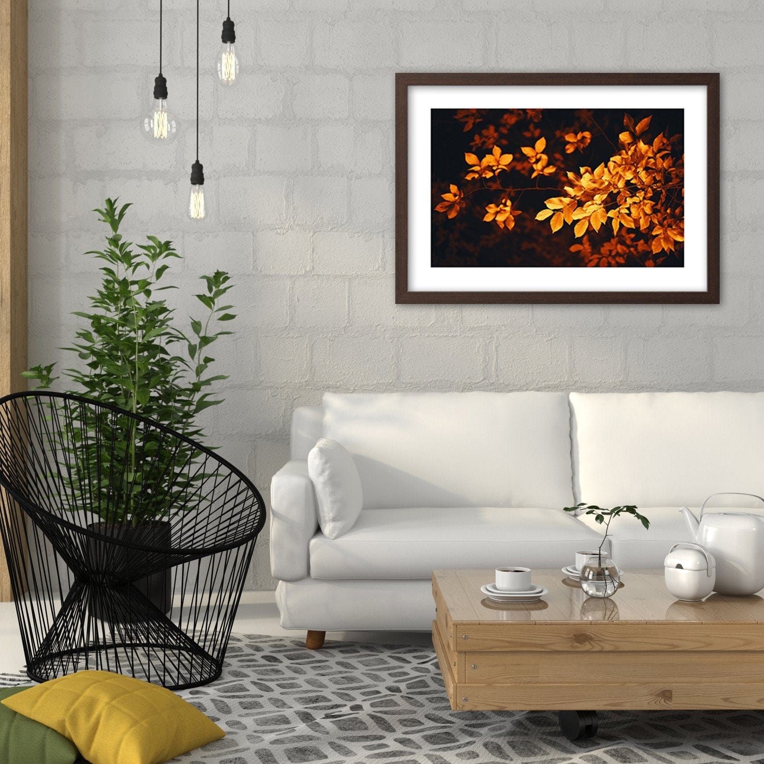 Glezna brūnā rāmī - Autumn Bush Home Trends DECO