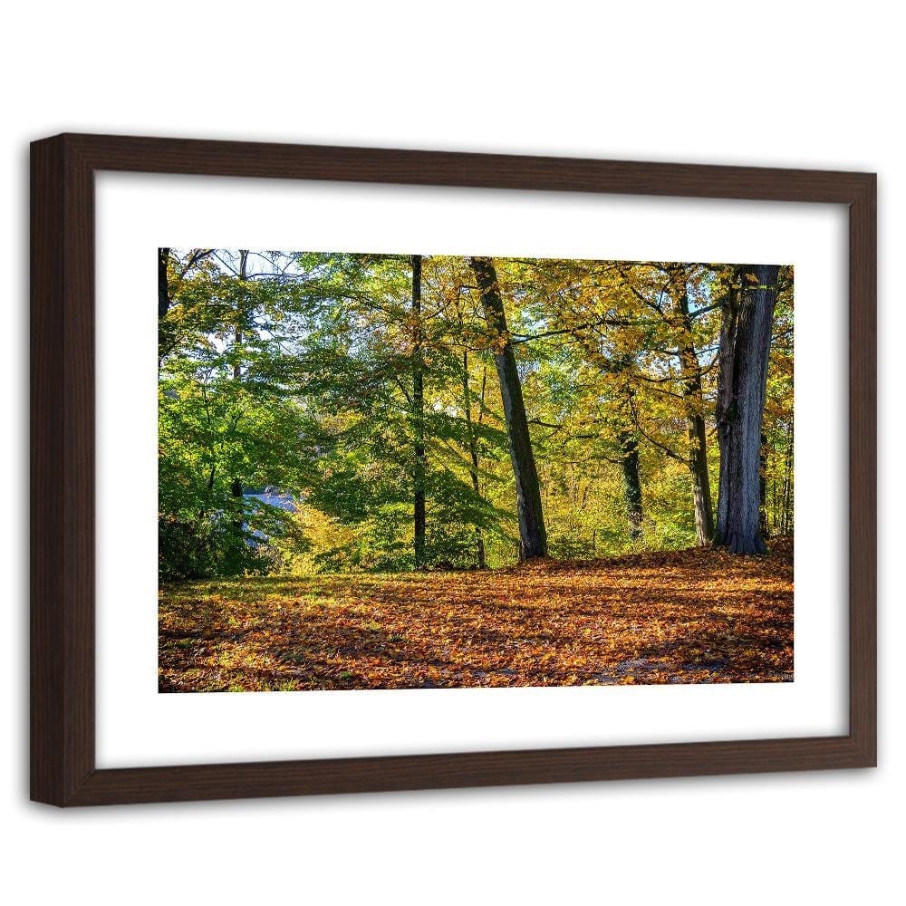 Glezna brūnā rāmī - Autumn Leaves In The Park Home Trends DECO