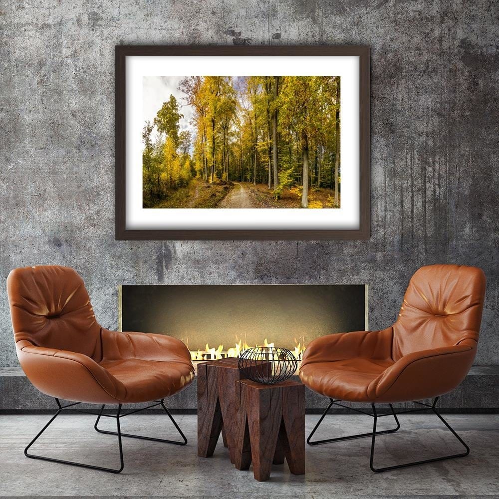 Glezna brūnā rāmī - Autumn Trees Home Trends DECO