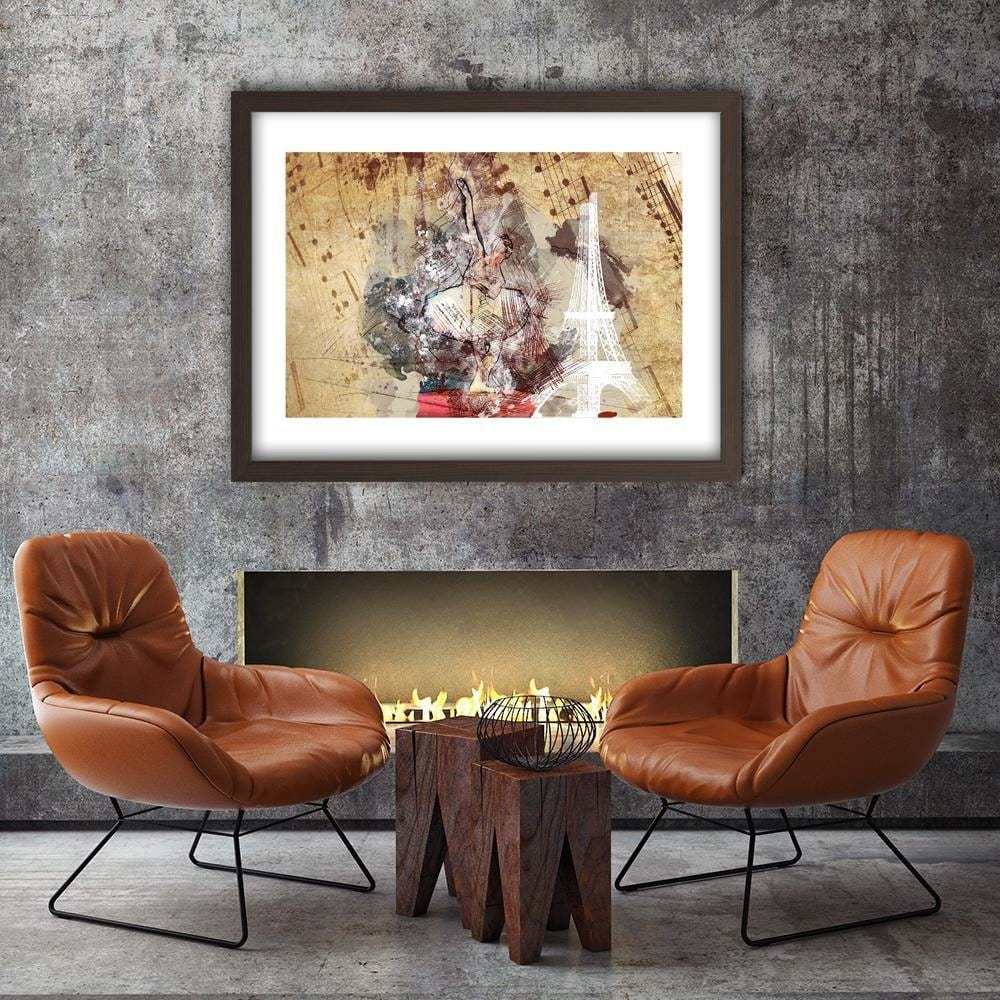 Glezna brūnā rāmī - Ballerina And The Eiffel Tower Home Trends DECO
