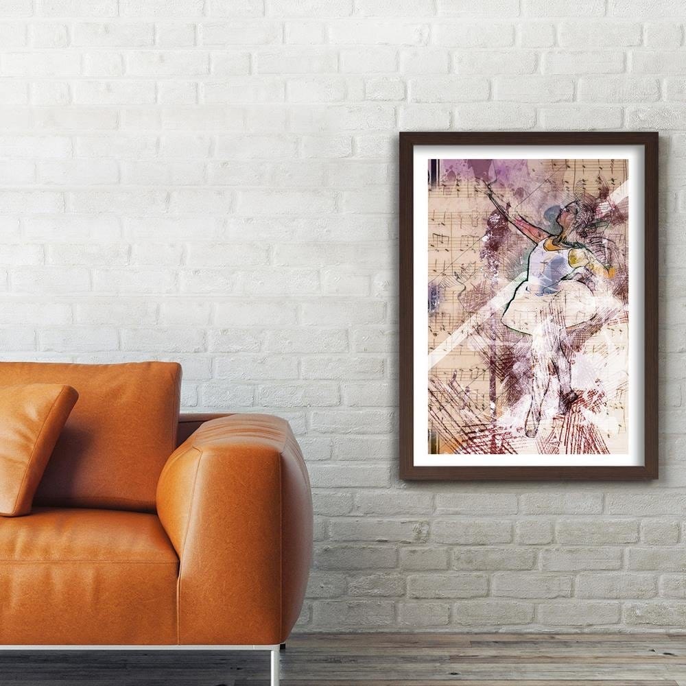 Glezna brūnā rāmī - Ballerina In A White Dress Home Trends DECO