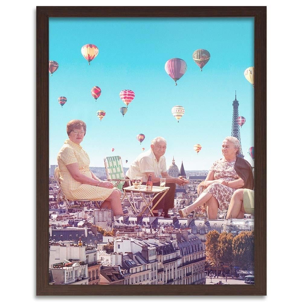 Glezna brūnā rāmī - Balloons Above The Paris Home Trends DECO