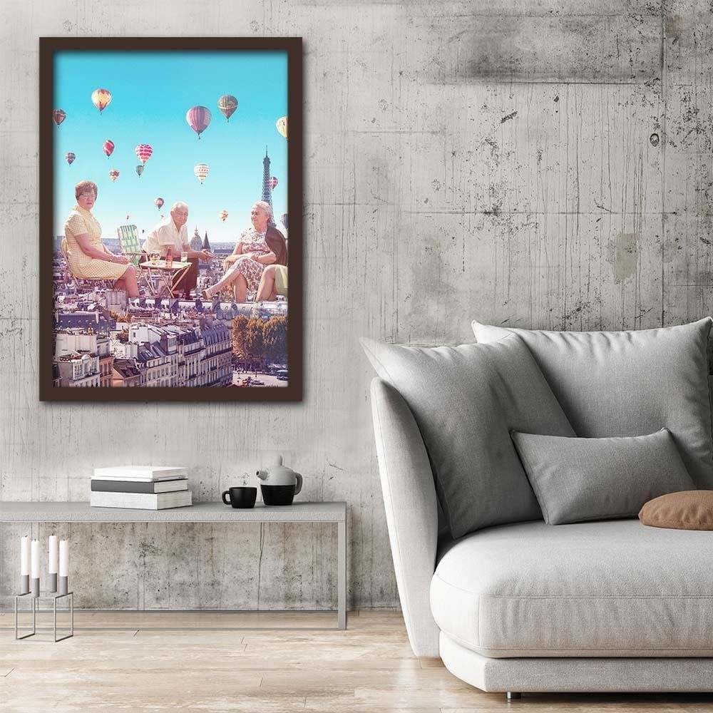Glezna brūnā rāmī - Balloons Above The Paris Home Trends DECO
