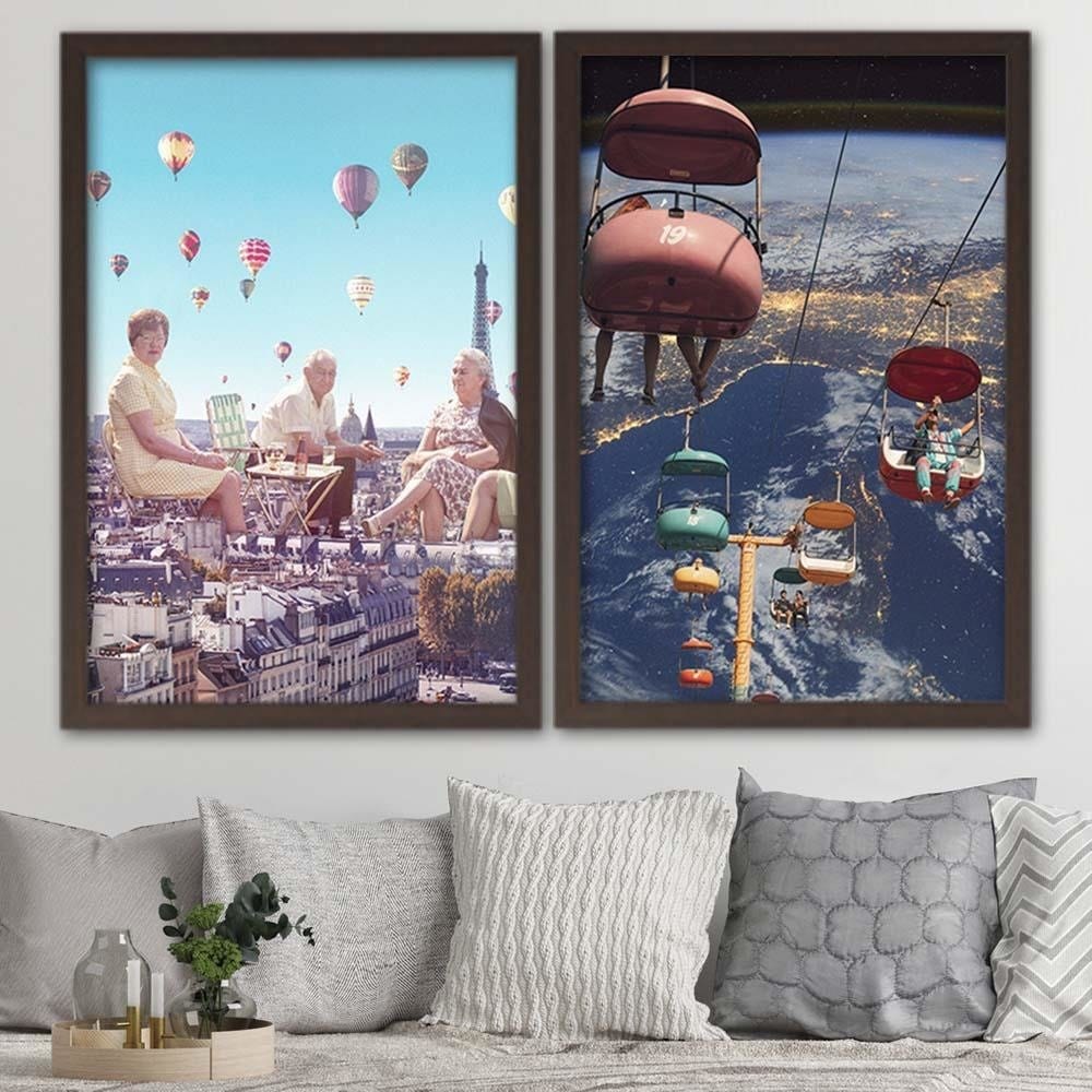 Glezna brūnā rāmī - Balloons Above The Paris Home Trends DECO