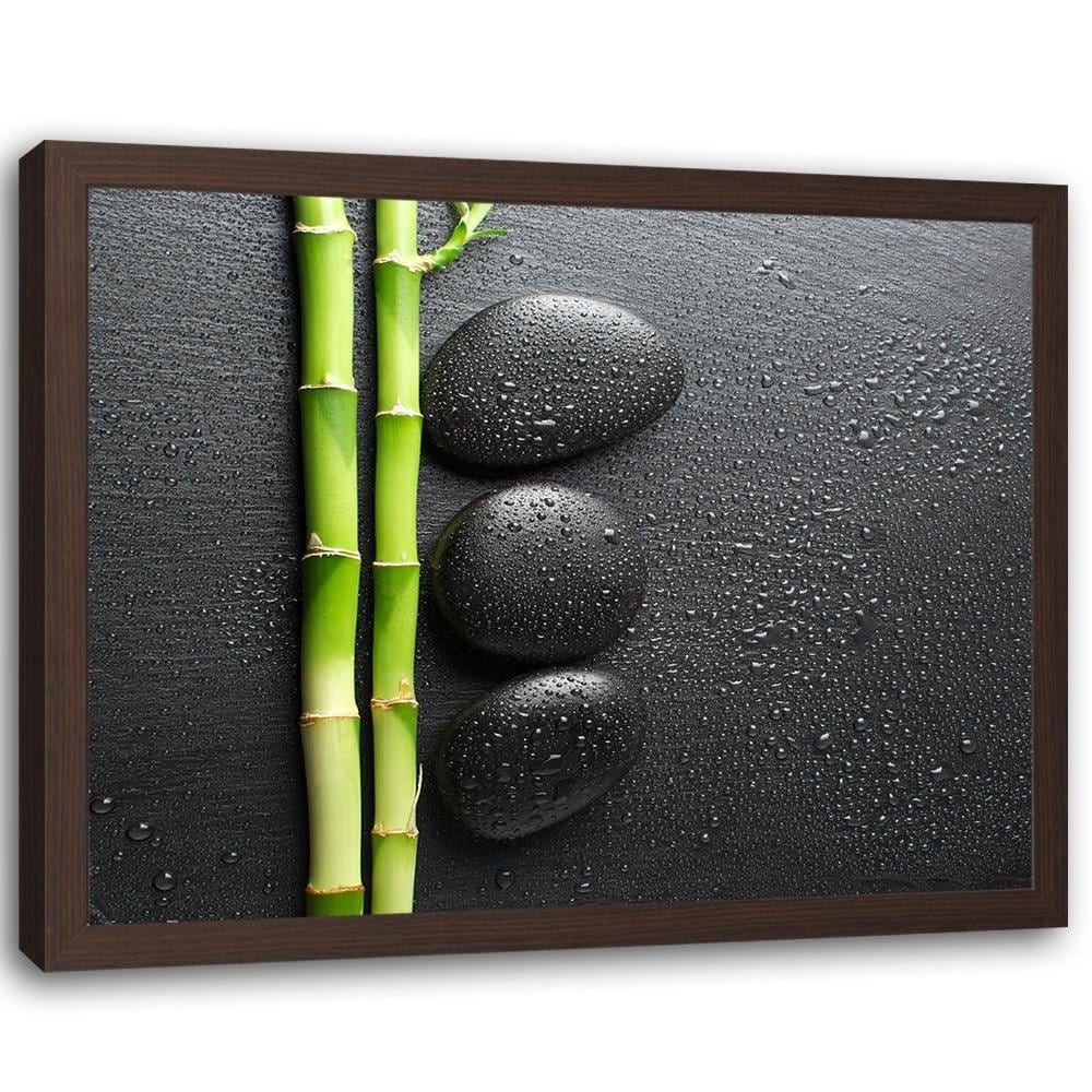 Glezna brūnā rāmī - Bamboos On The Black Stones Home Trends DECO