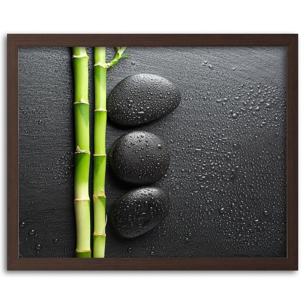 Glezna brūnā rāmī - Bamboos On The Black Stones Home Trends DECO