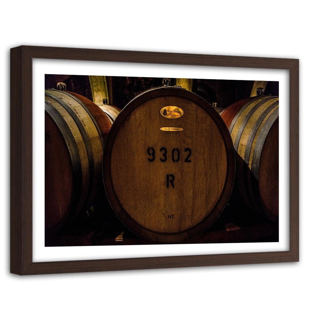 Glezna brūnā rāmī - Barrels Of Wine Home Trends DECO