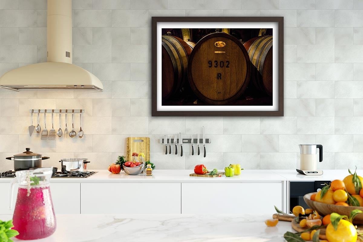 Glezna brūnā rāmī - Barrels Of Wine Home Trends DECO