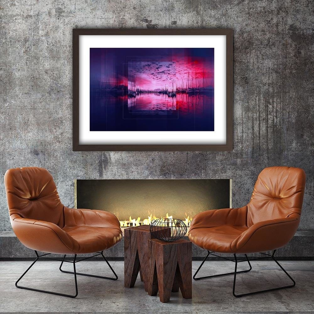 Glezna brūnā rāmī - Bay With Boats 1 Home Trends DECO