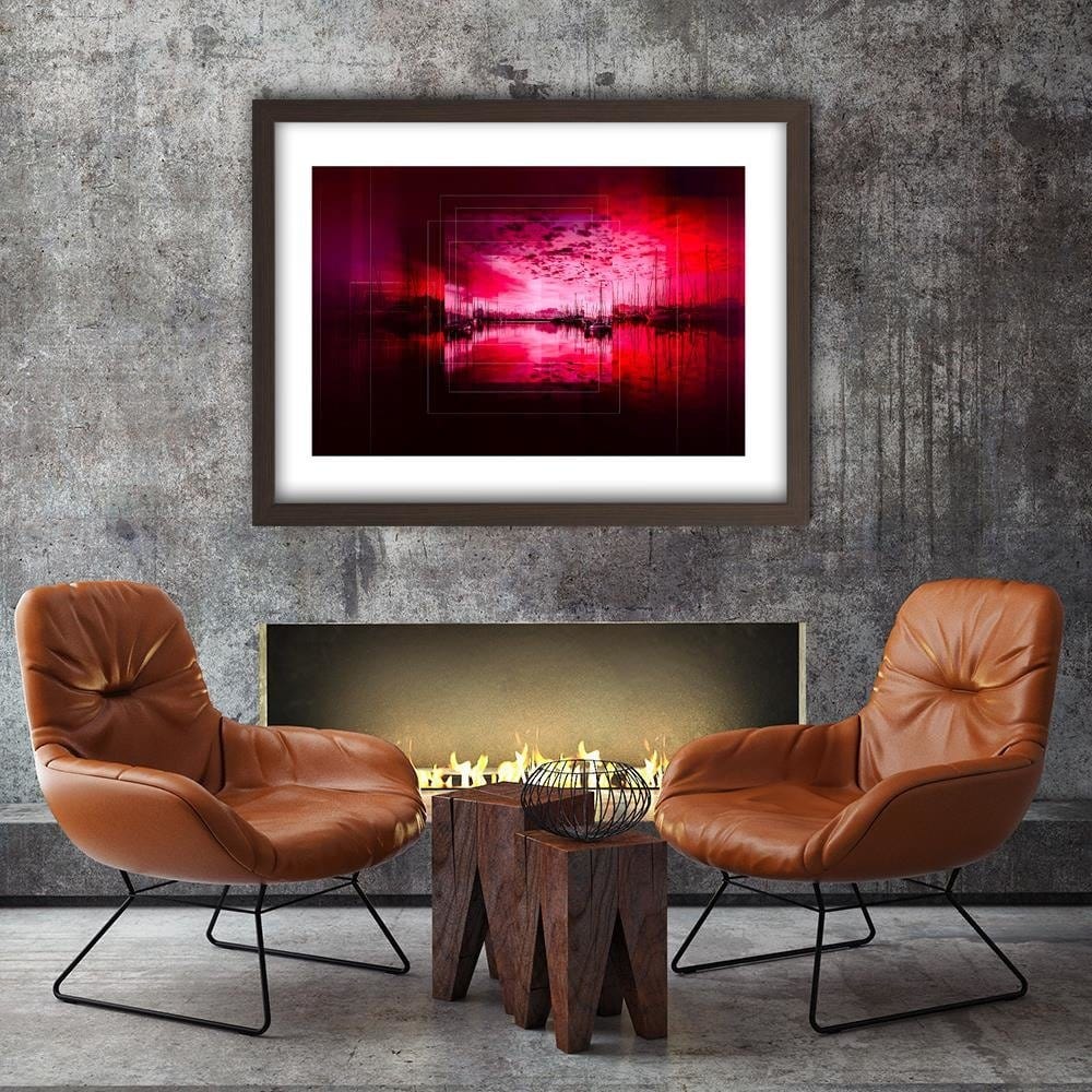 Glezna brūnā rāmī - Bay With Boats 2 Home Trends DECO