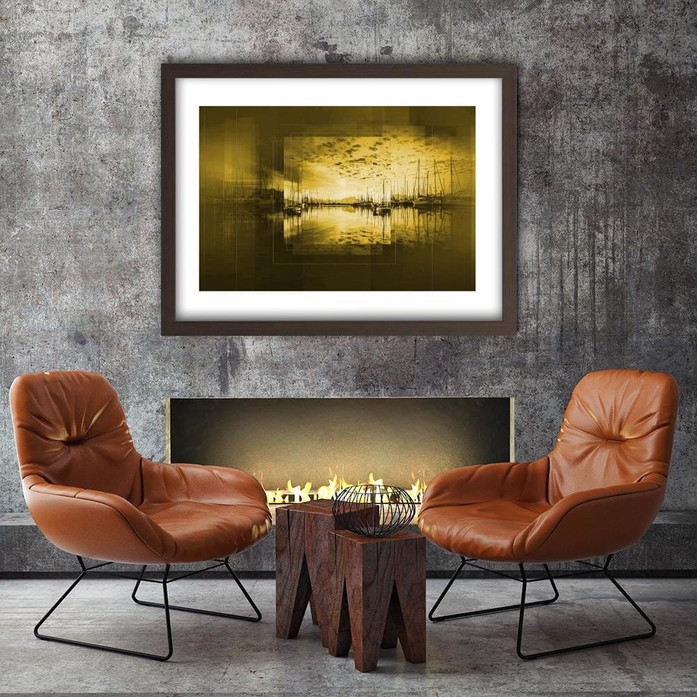 Glezna brūnā rāmī - Bay With Boats 3 Home Trends DECO