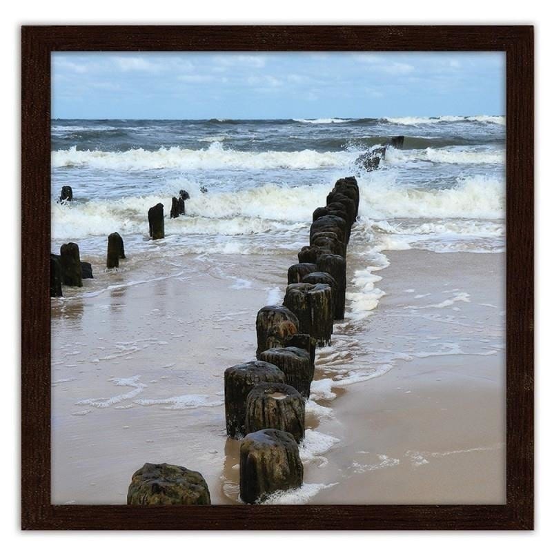 Glezna brūnā rāmī - Beach breakwaters 3 Home Trends DECO