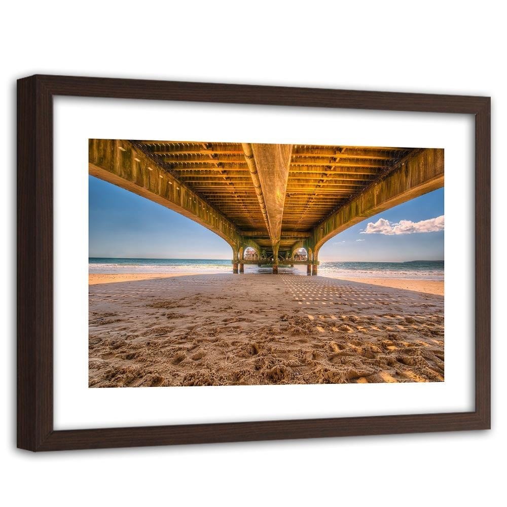 Glezna brūnā rāmī - Beach Under The Pier Home Trends DECO
