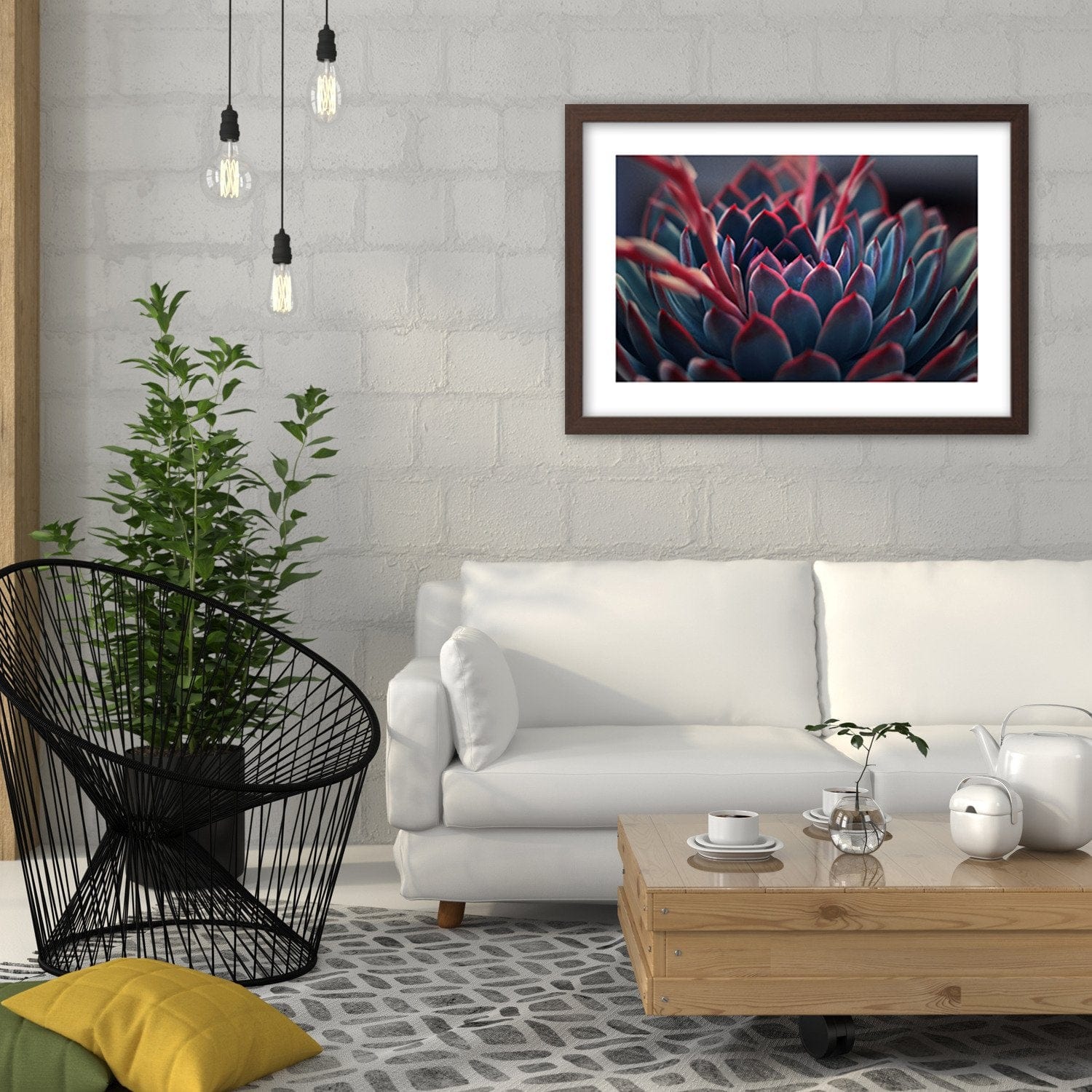 Glezna brūnā rāmī - Beautiful Plant Home Trends DECO