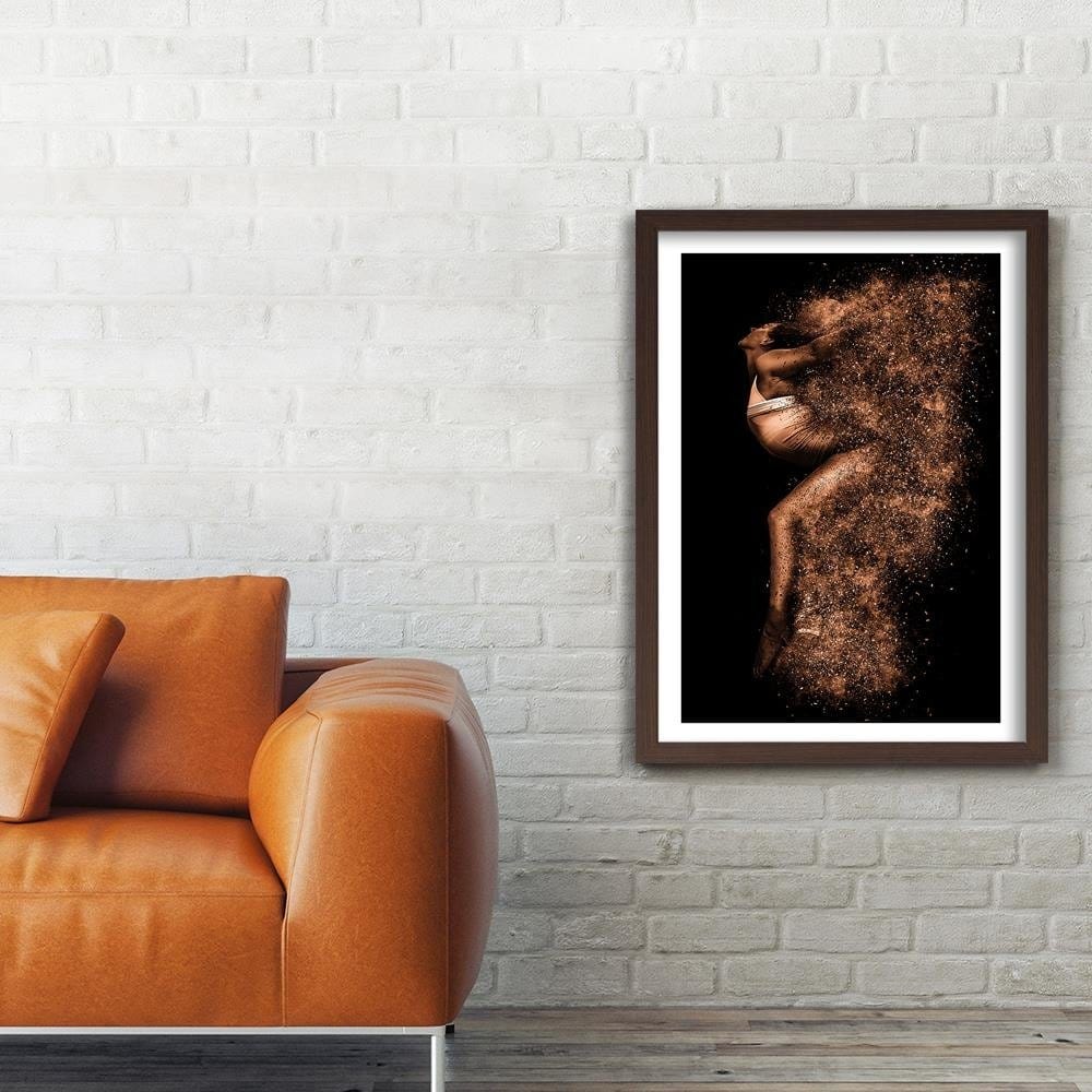 Glezna brūnā rāmī - Beautiful Woman In Gold Dust Home Trends DECO